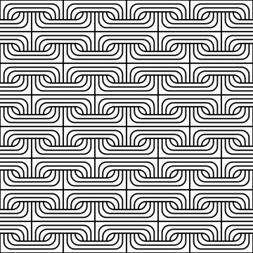 Seamless geometric line pattern with retro curves, ideal for fabric, wallpaper and modern design use