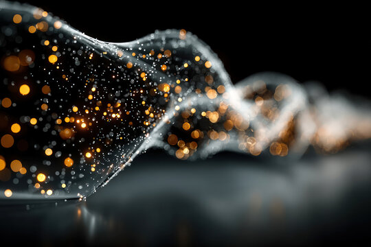 Abstract Flow of Glowing Particles Data Stream and Digital Network Concept