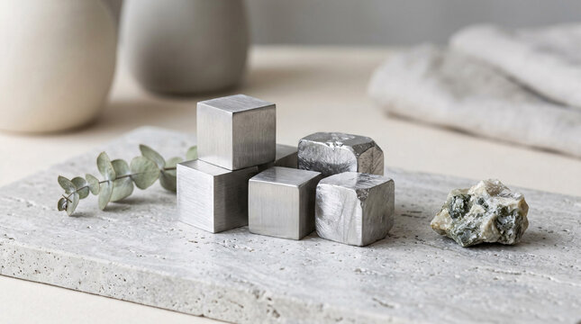 Blocs g&eacute;om&eacute;triques simples repr&eacute;sentant une &eacute;volution de formes abstraites