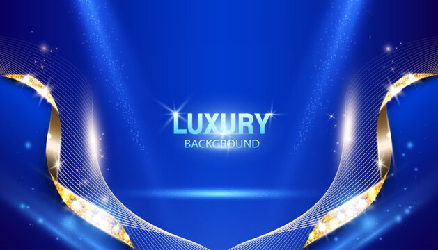 Luxury Gradient Blue Background Banner Backdrop With Light Effect. Vector graphic eps 10. Perfect for technology background, stage, awward background.