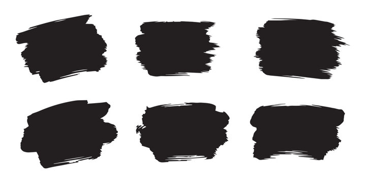 set of Black grunge brush stroke. Rough ink paint blocks and redacted censorship bars for professional design.