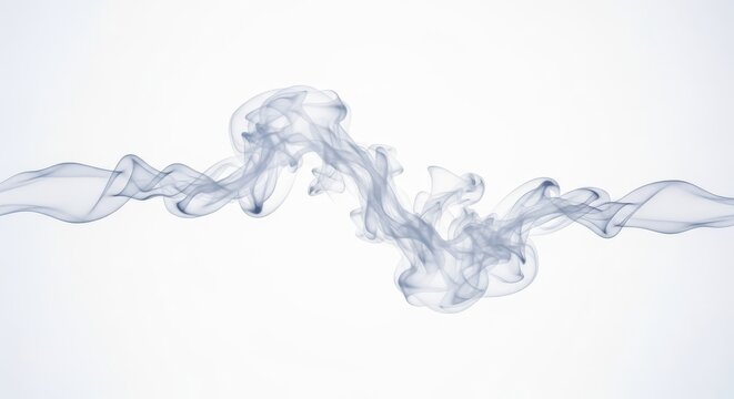 A centered stream of silky white and silver vapor swirling elegantly against a pristine minimal backdrop with soft subtle diffused shadows, liquid, decorative, texture