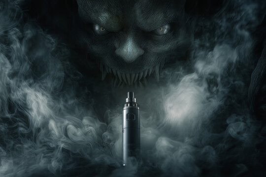 Dramatic conceptual image showing the deadly danger of tobacco. Smoking leads to death and serious health problems. Dark and moody tone.