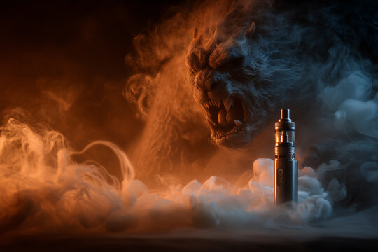 Dramatic conceptual image showing the deadly danger of tobacco. Smoking leads to death and serious health problems. Dark and moody tone.