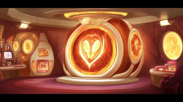 Futuristic lab, alien heart energy, space station interior, research