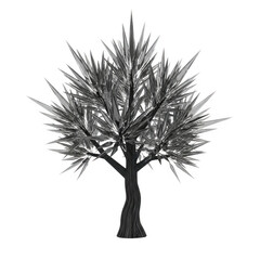 Obraz premium A minimalist illustration of a bare deciduous tree with intricate branches against a plain background isolated on transparent background