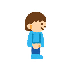 Fototapeta premium 子ども 立つ 女の子 横向き 手描き パステル 人物アイコン
