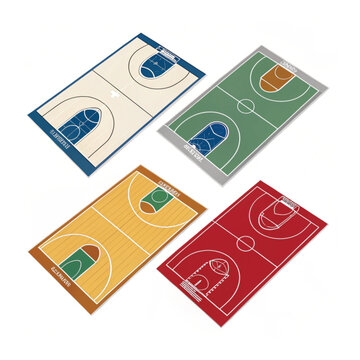 Four Basketball Court Playboards with Different Colors vector illustration