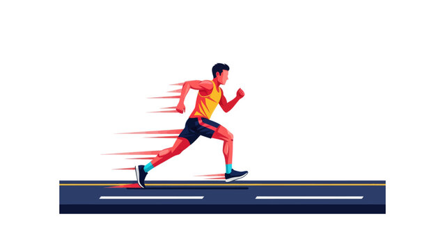 Man Running on a Road Fast.