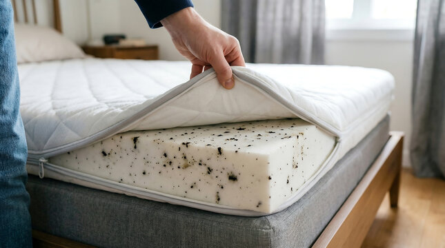 Moldy Mattress Inspection - Uncovering Unsanitary Bedding.