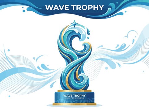 Wave Trophy Award Illustration A Symbol of Achievement and Maritime Excellence