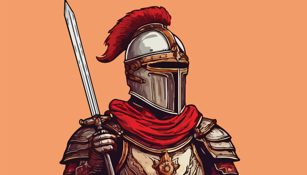 Illustration of a Medieval Knight Ready for Battle.