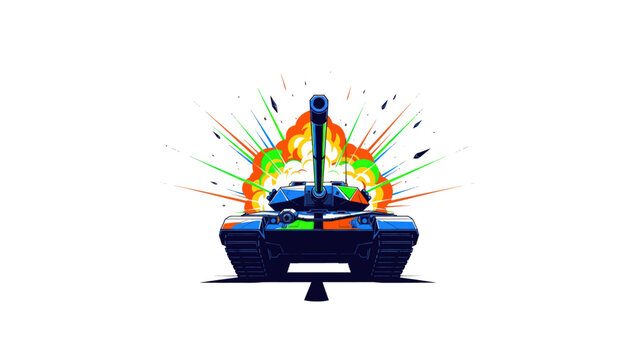 Television with colorful explosion screen.