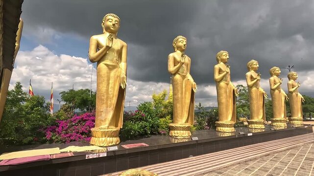 Golden Buddha Statues at Nelligala Temple, Sri Lanka