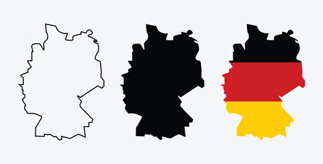 Fototapeta premium Germany map outline, black silhouette, and flag design