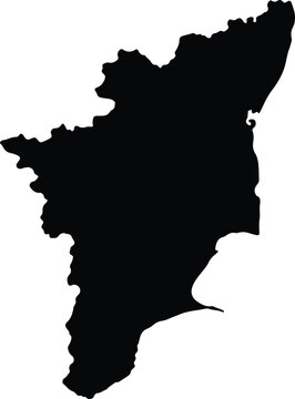 Outline of tamil nadu india a solid black silhouette map