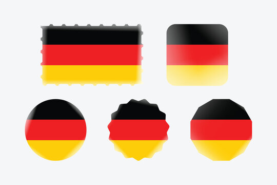 Set of German flag icons in various shapes including a postage stamp rounded square circle starburst and polygon