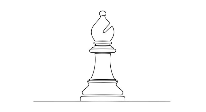 Single Line Drawing of a Chess Bishop Piece on White Background