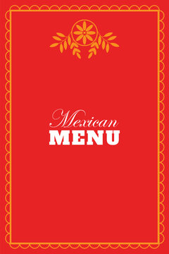 Bold red Mexican menu cover design with elegant borders, perfect for professional restaurant presentation