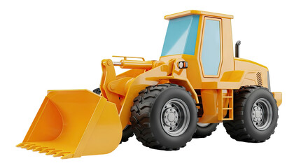 Fototapeta premium Cartoon Style Yellow Wheel Loader
