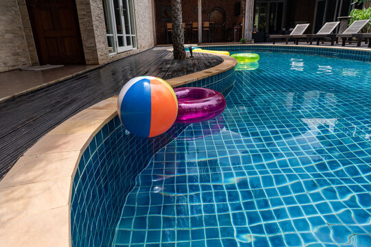 Colorful poolside summer relaxation