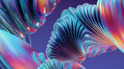 Obraz premium Holographic Fractal Patterns with Neon Gradient Reflections