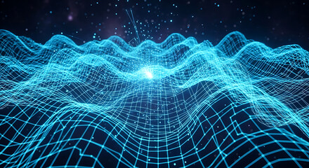 Naklejka premium Digital Data Wave Visualization for Technology Concept 1.