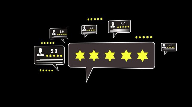 Customer centric review and rating system support product review, digital rating concept, and customer give good trust -Abstract circuit 4k animation technology black background video