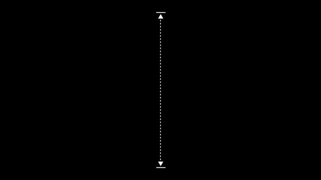 Measuring distance length dotted line animation, isolated on transparent background Abstract circuit 4k animation technology background with dotted line icon animation.
