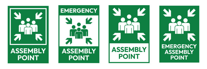 Emergency assembly point sign. Assembly point sign symbol vector illustration isolated on white background.