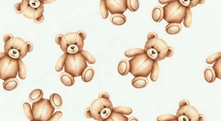 Fototapete Tierärzte Watercolor illustration of multiple teddy bears scattered against a white backdrop  © s0und h00reg.