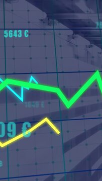 Vertical video: Number popping at right causing chart with color traces moving to show server data