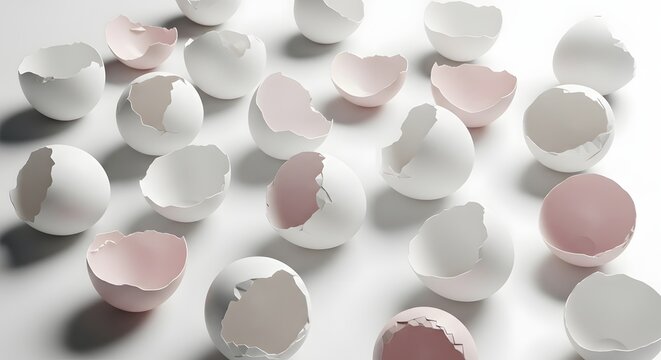 Abstract arrangement of easter eggs in pastel and neutral tones