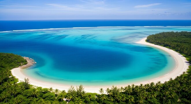 Stunning lagoon a tropical paradise view from above