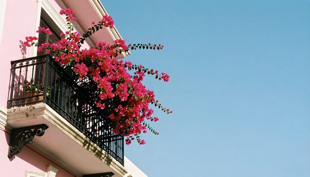 Lush balcony with pink blooms, embodying the Saudade lifestyle and sustainable travel in Portugal