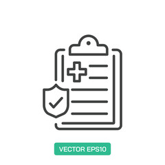 Fototapeta premium Protected Medical Record icon. Thin line icon&nbsp;vector