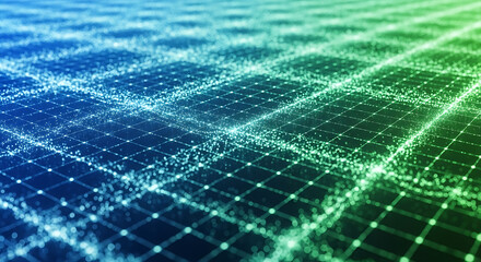 Obraz premium Futuristic Digital Grid with Glowing Data Points.