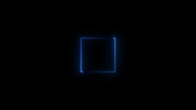 Square picture frame icon neon animation shape frame rotation footage round border frame movement photo frame neon box sign symbol.