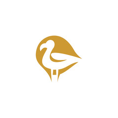 A minimalist vector logo featuring the silhouette of a dodo bird rendered in white against a warm golden-ochre background. © Pernah