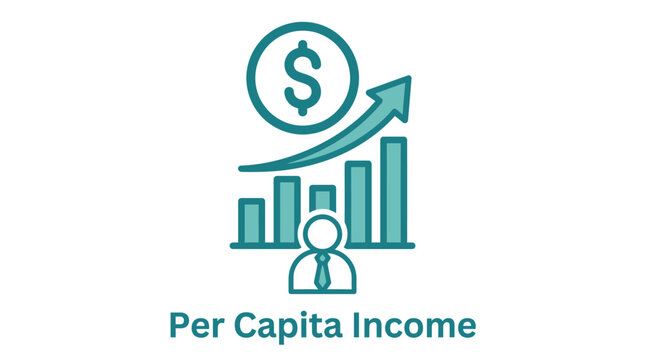Per Capita Income Icon, Financial Growth Concept, Teal Color, Vector EPS