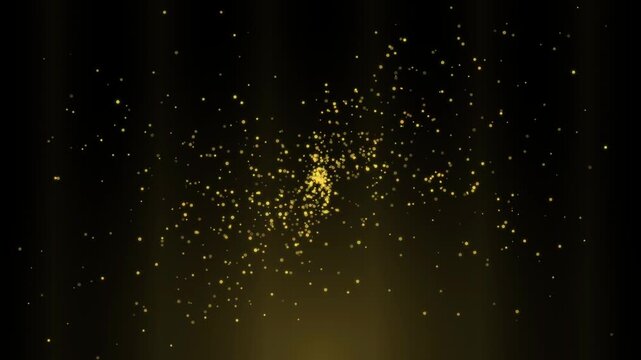 Dramatic golden particles vortex with high contrast, pulling viewers attention to the center of the screen in 4K resolution.
