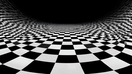 Naklejka premium Black and White Checkered Illusion