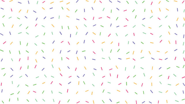 A festive sprinkle pattern featuring a mix of colorful candy pieces scattered across a bright white background
