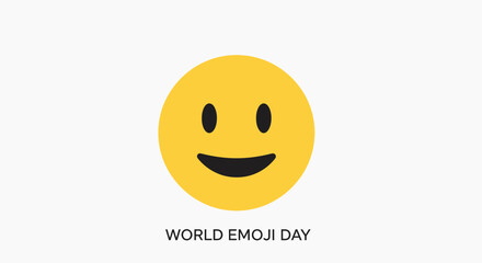Fototapeta premium Happy Yellow Smiley Face Emoji Icon - World Emoji Day Celebration