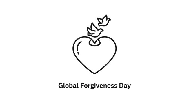 Heart with doves icon, symbol of forgiveness, peace, and love