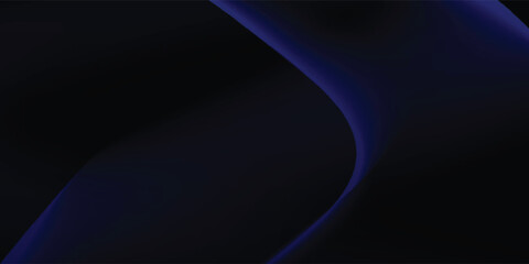 Abstract dark blue and black background with elegant glowing fluid waves © Dayatz