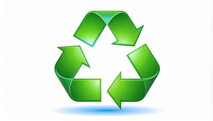 Obraz premium Green recycling symbol icon logo.