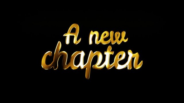 A New Chapter luxury gold text animation with sparkling particles on dark background
