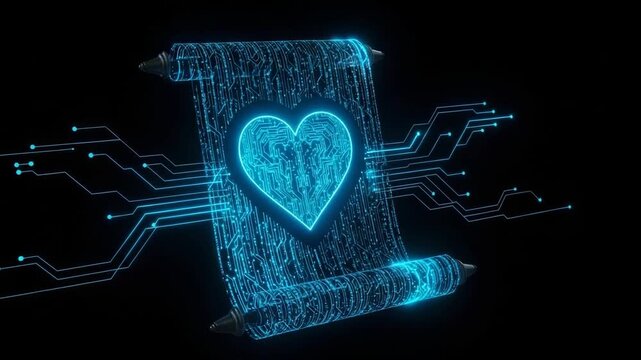Digital Heart Formed By Circuit Board Components Is Revealed On Scroll Against Black Background Used To Visualize Concepts Like Cyber Love Data Information Digital Concepts