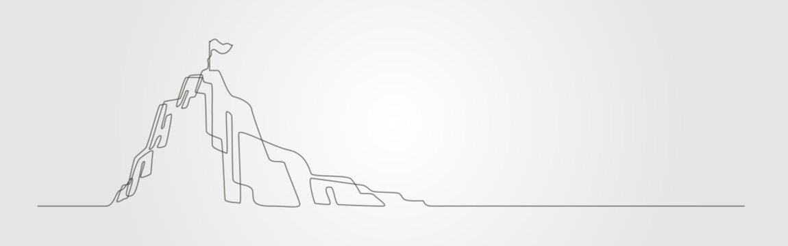 Mountain flag line art a single line illustration design